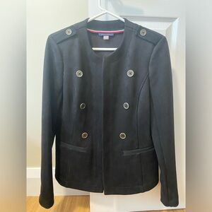 Tommy Hilfiger Women's Black Suede Double-Breasted Jacket